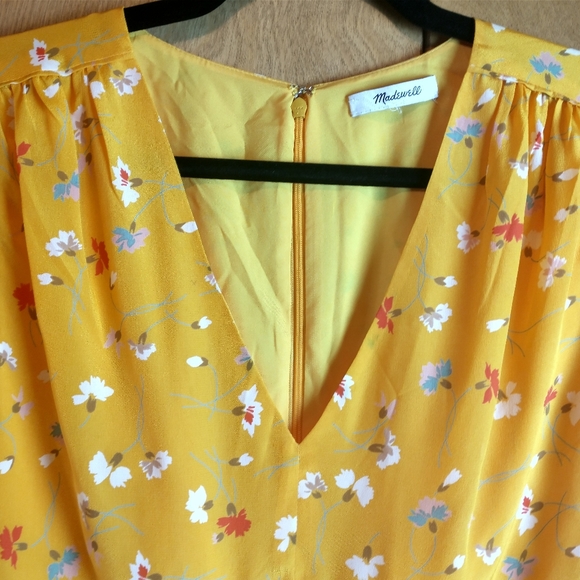 Madewell 100% Silk Yellow Flora "BellaDonna" Dress Size (XS) - Picture 3 of 8
